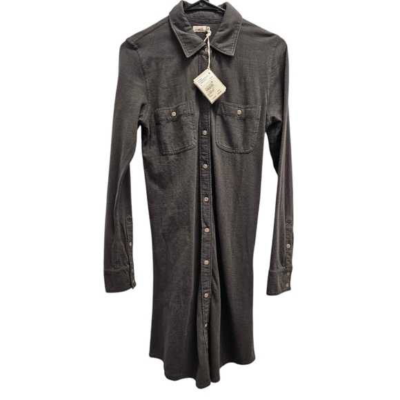 NWT Faherty Seasons Knit Long Sleeve Organic Cotton Shirt Dress Lagenlook Sz XS - Picture 10 of 16